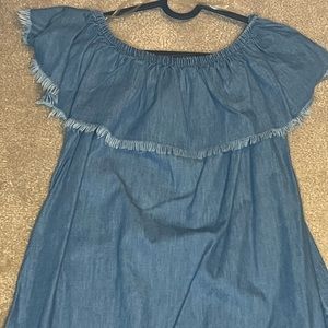 Denim over the shoulder dress